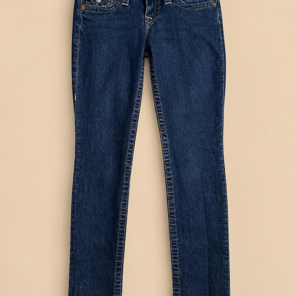 True Religion Skinny Jeans Size 26 Dark Blue Wash Flap Pocket Y2K Made in USA